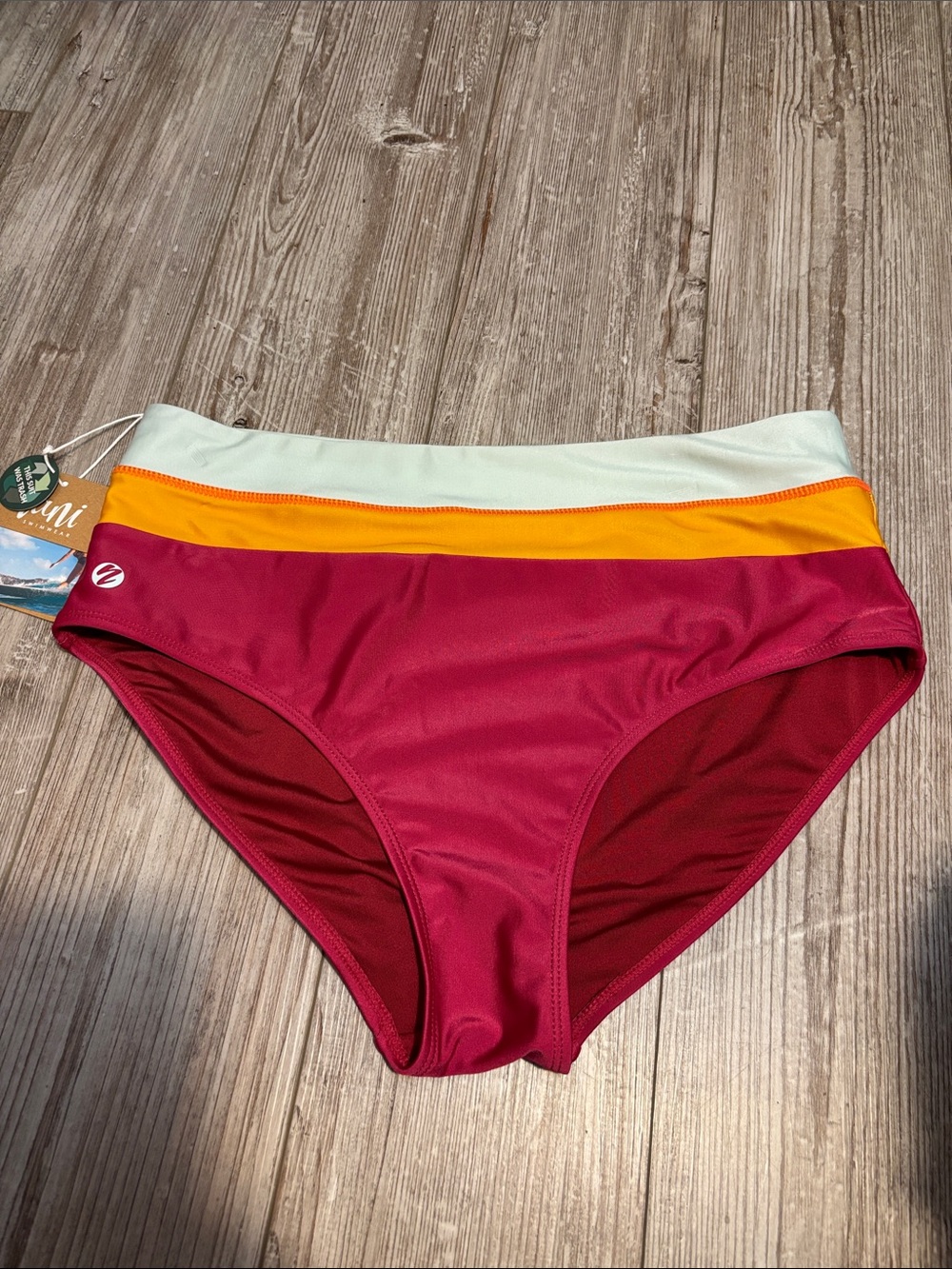 Nani swimwear Colorblock High-Waist Bikini Bottoms - UPF 50 NWT